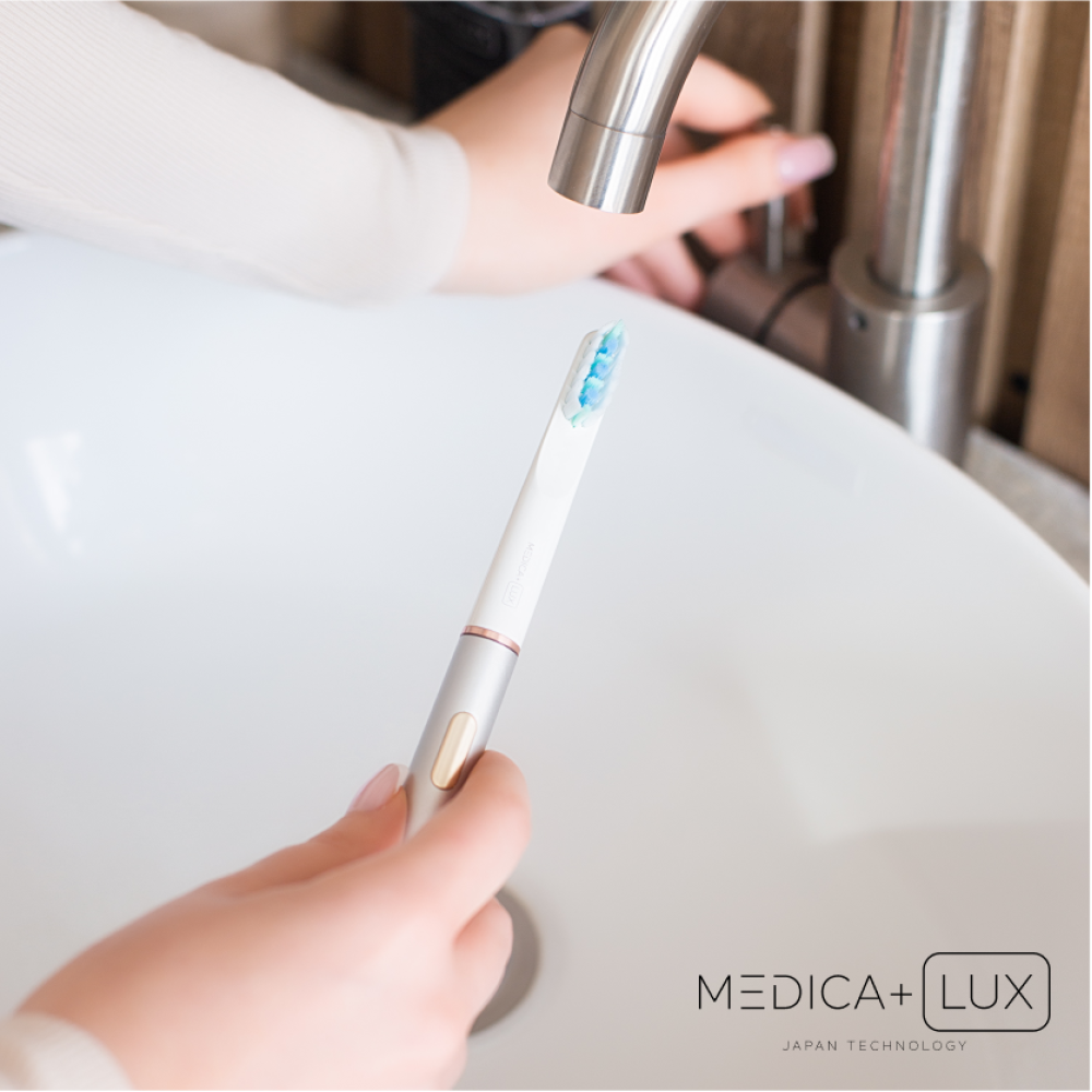 MEDICA+ Lux 10XN Aluminium Portable Silver Whitening Sonic Toothbrush (Japan)