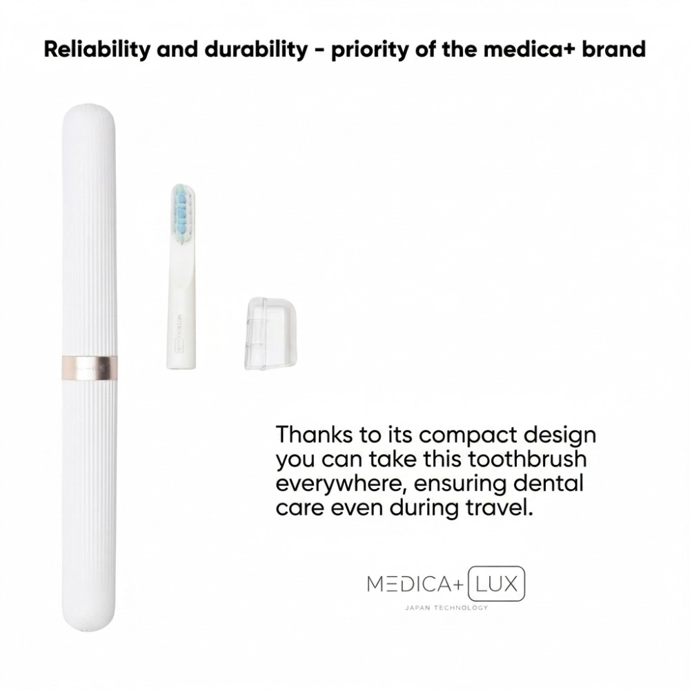 MEDICA+ Lux 10XN Aluminium Portable Silver Whitening Sonic Toothbrush (Japan)