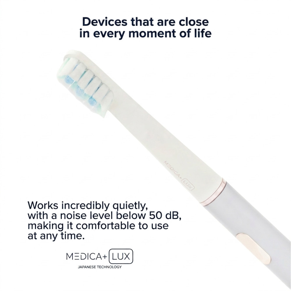 MEDICA+ Lux 10XN Aluminium Portable Silver Whitening Sonic Toothbrush (Japan)
