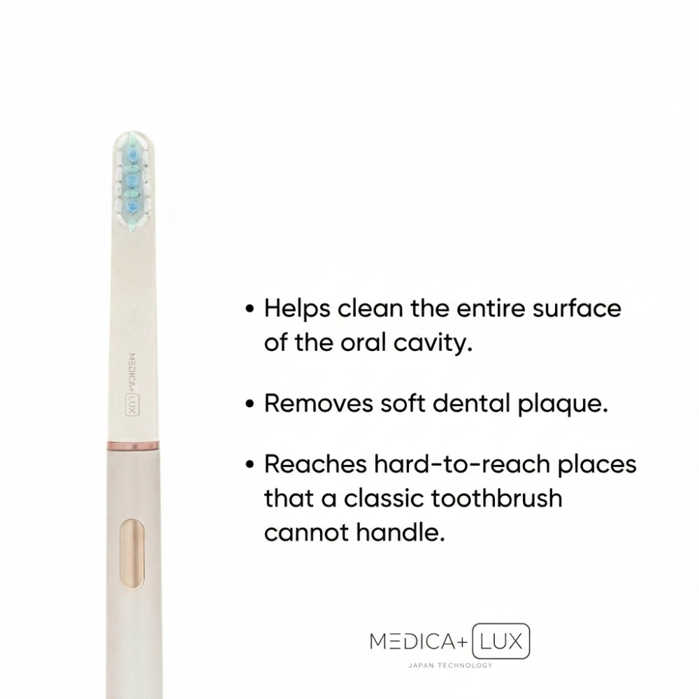 MEDICA+ Lux 10XN Aluminium Portable Silver Whitening Sonic Toothbrush (Japan)