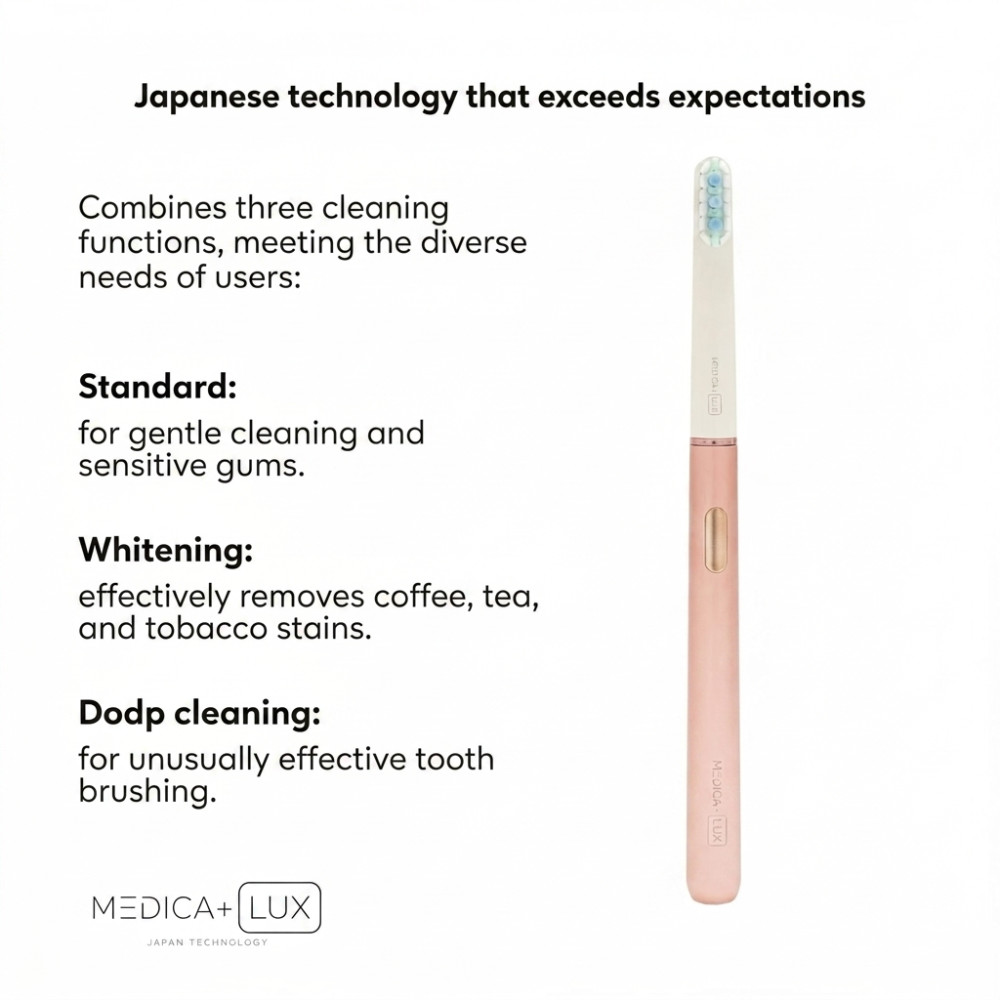 MEDICA+ Lux 10XN Aluminium Portable Rose Gold Whitening Sonic Toothbrush (Japan)