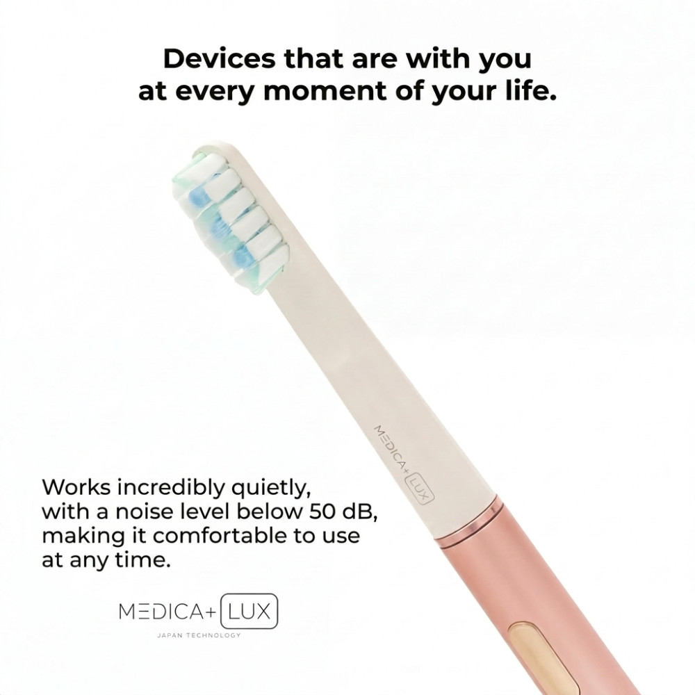 MEDICA+ Lux 10XN Aluminium Portable Rose Gold Whitening Sonic Toothbrush (Japan)