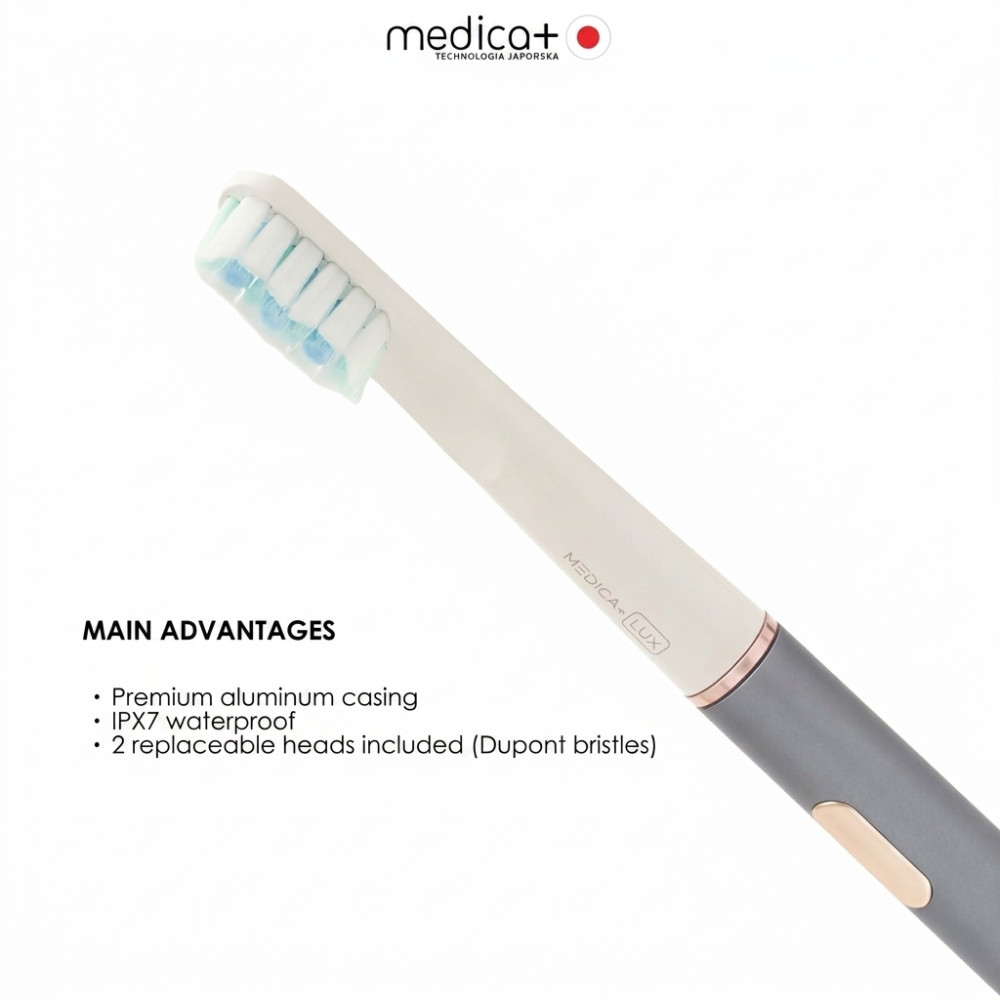 MEDICA+ Lux 10XN Aluminium Portable Grey Whitening Sonic Toothbrush (Japan)