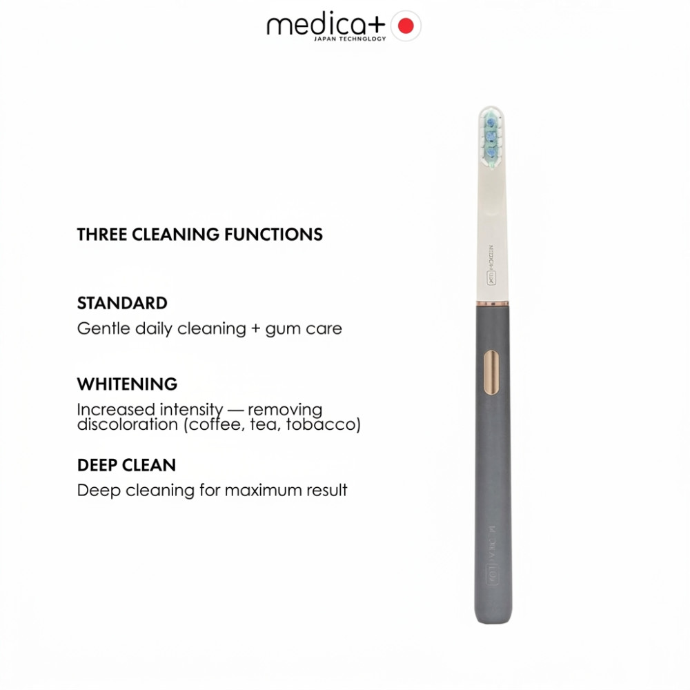 MEDICA+ Lux 10XN Aluminium Portable Grey Whitening Sonic Toothbrush (Japan)