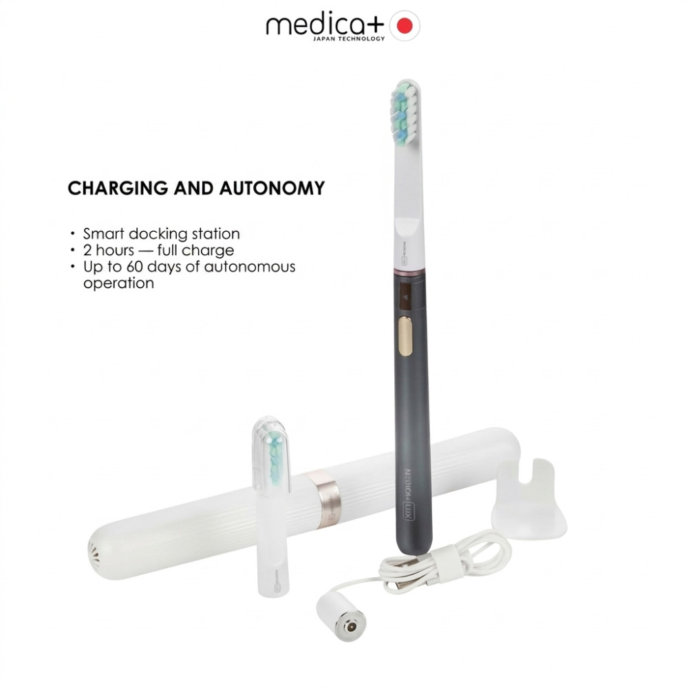 MEDICA+ Lux 10XN Aluminium Portable Grey Whitening Sonic Toothbrush (Japan)