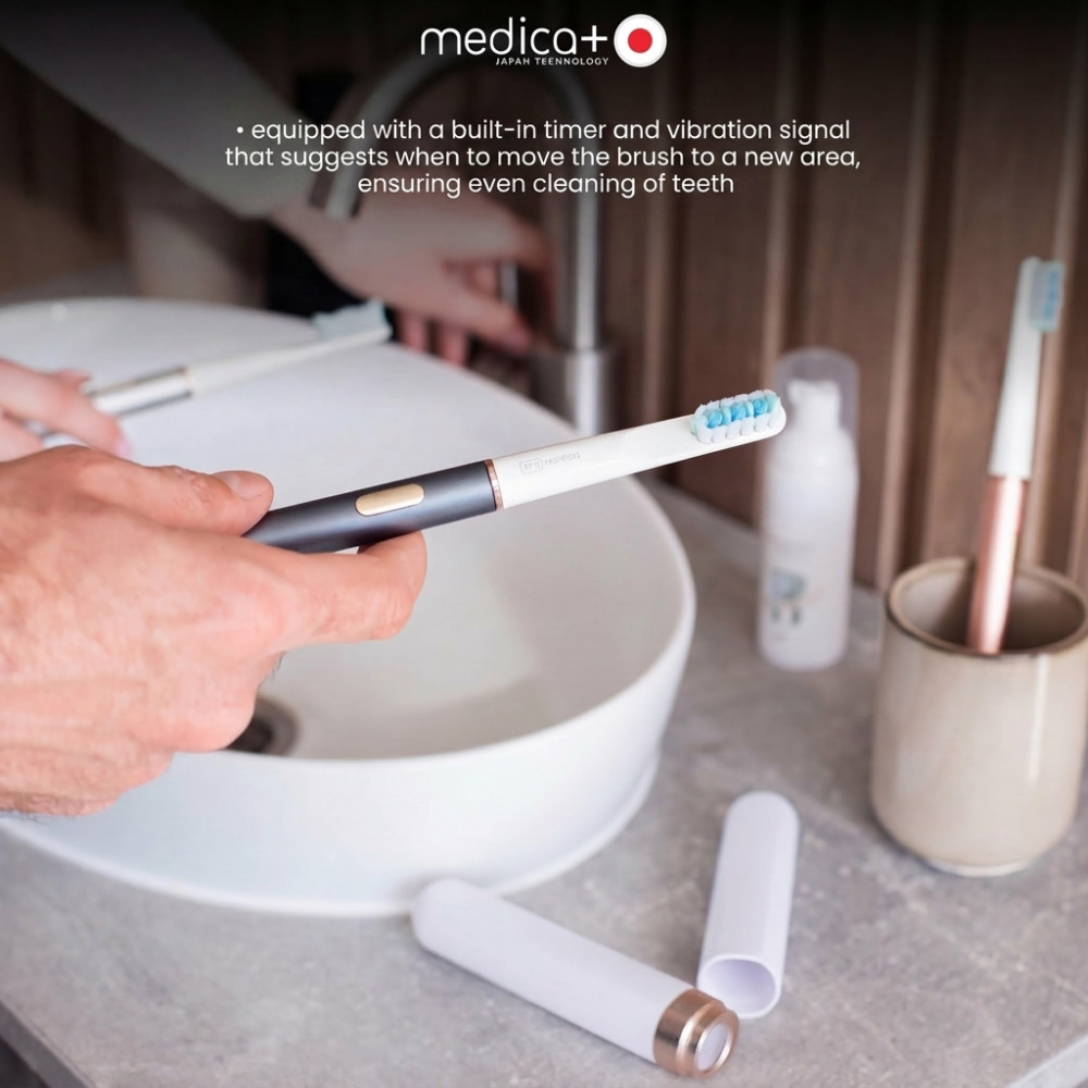 MEDICA+ Lux 10XN Aluminium Portable Grey Whitening Sonic Toothbrush (Japan)