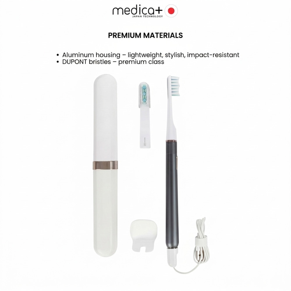 MEDICA+ Lux 10XN Aluminium Portable Grey Whitening Sonic Toothbrush (Japan)