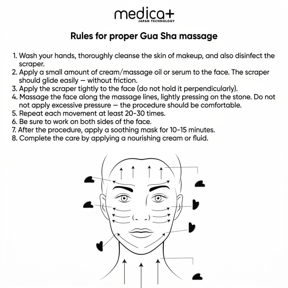 MEDICA+ Steel GuaSha facial contouring scraper