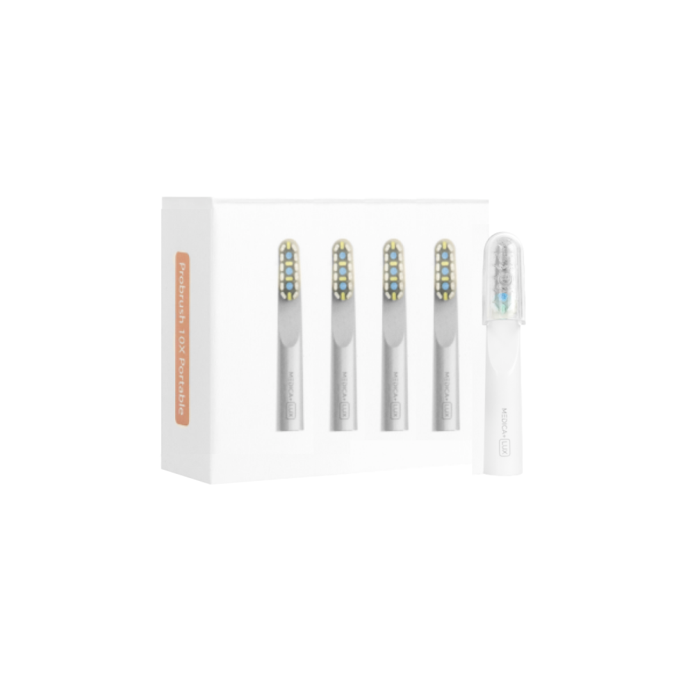 Replacement brush heads for the MEDICA+ LUX 10X Portable sonic toothbrush (4 pcs)