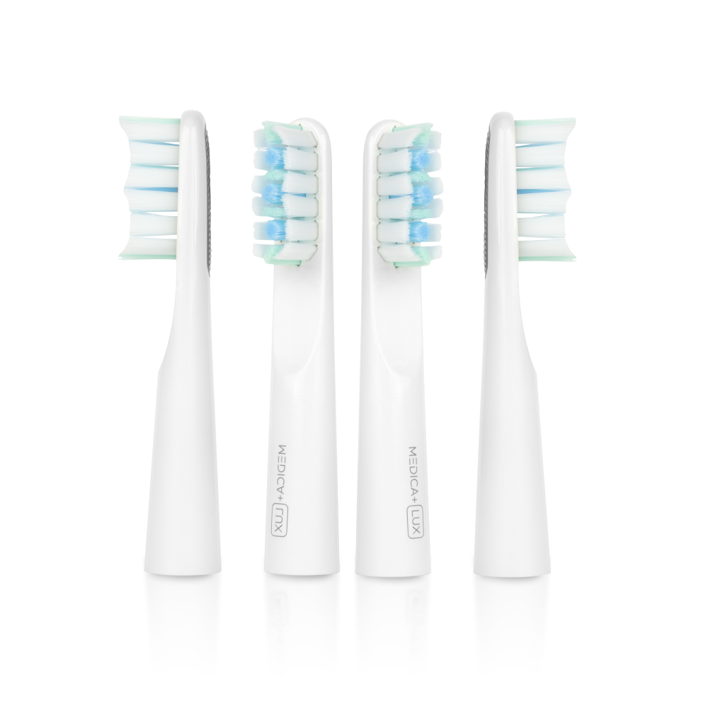 Replacement brush heads for the MEDICA+ LUX 10X Portable sonic toothbrush (4 pcs)