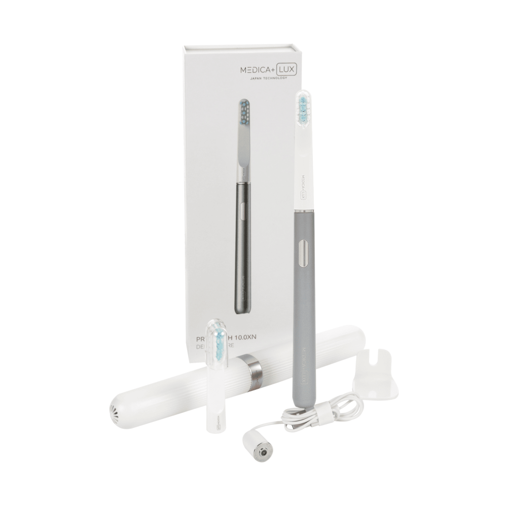 MEDICA+ Lux 10XN Aluminium Portable Silver Whitening Sonic Toothbrush (Japan)